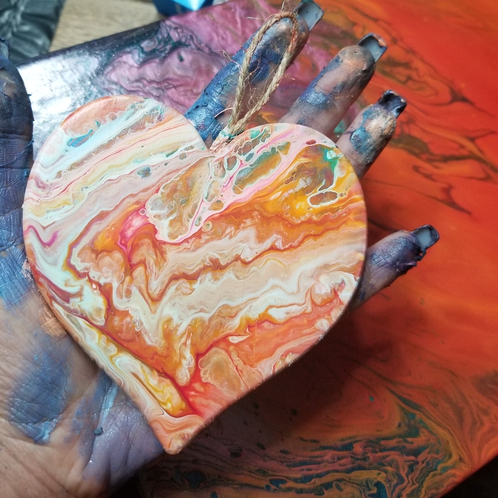 Smoldering Heart Christmas Decoration hand painted